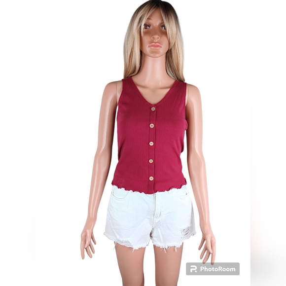 No Boundaries Tops - No Boundries, button front tank top